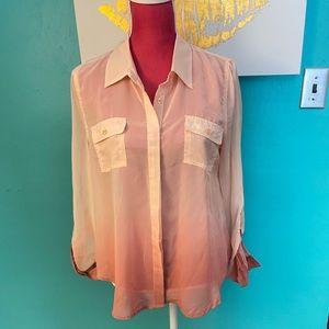 Coral Dip Dye sheer Buttondown🌸